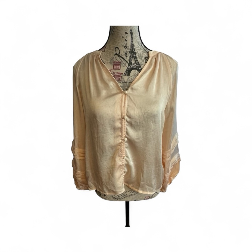 1. State Cream Blouse with Button Detail